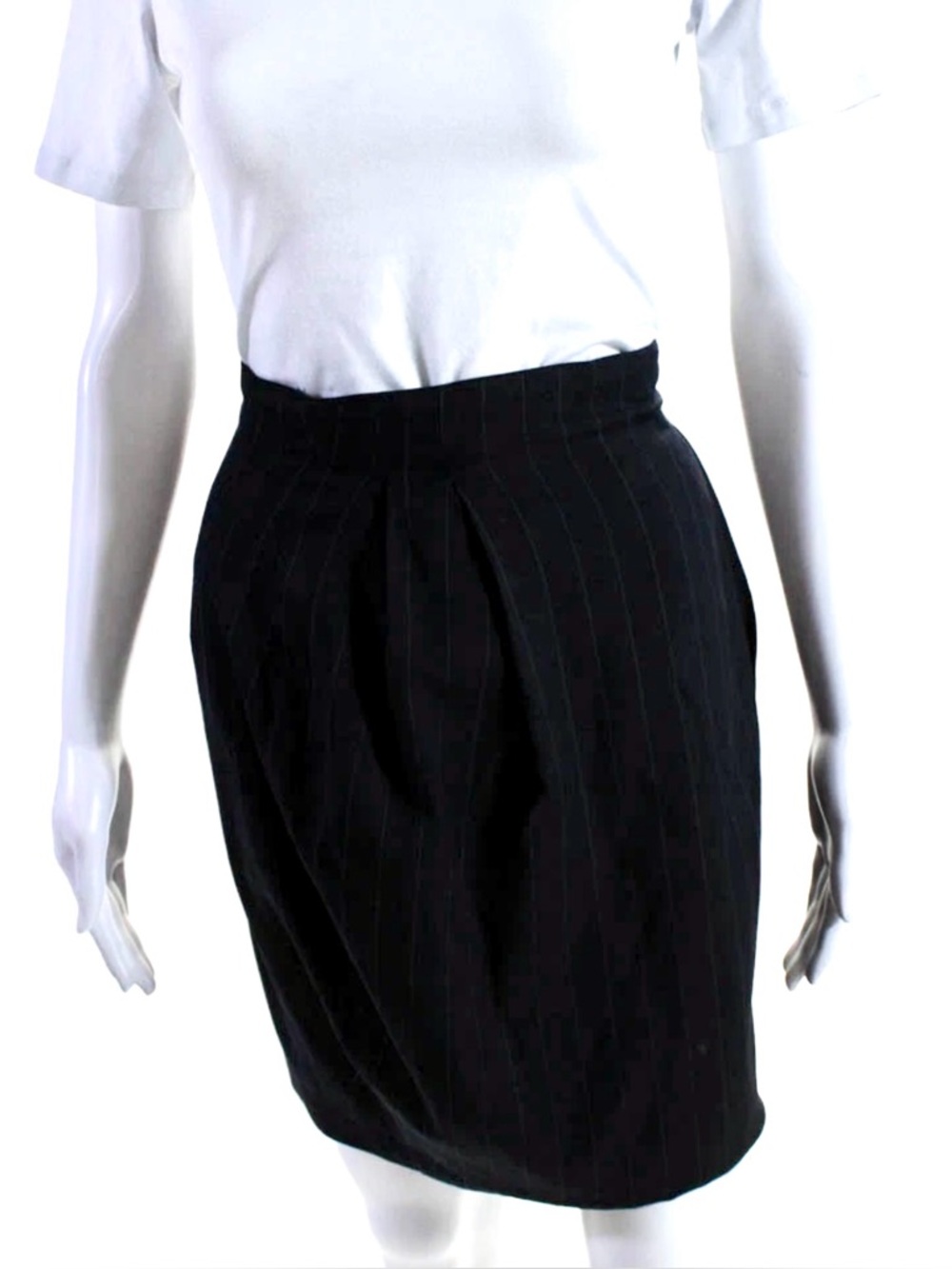 Gianni Versace Couture Vintage Pinstripe Black Pencil Skirt 100% Wool Size 38 EU - Picture 5 of 5